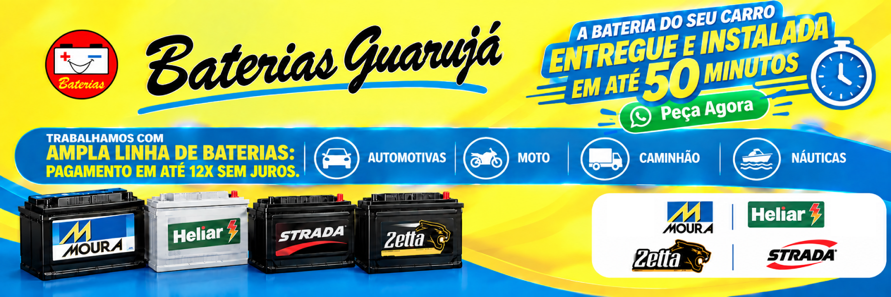 Guarujá Baterias - Entrega e Instalação no Local