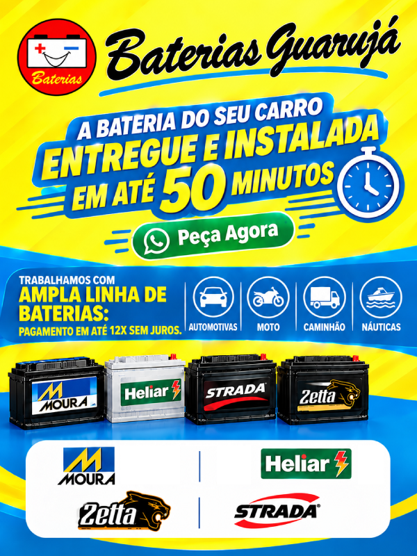 Guarujá Baterias - Entrega e Instalação no Local