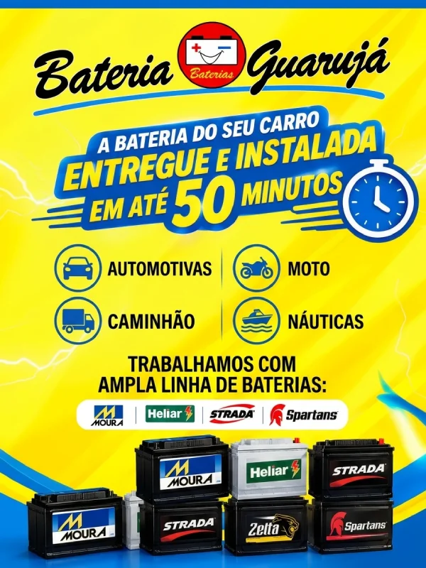 Guarujá Baterias - Entrega e Instalação no Local